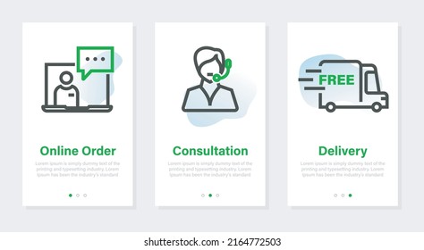 Vector banners with online order and delivery images