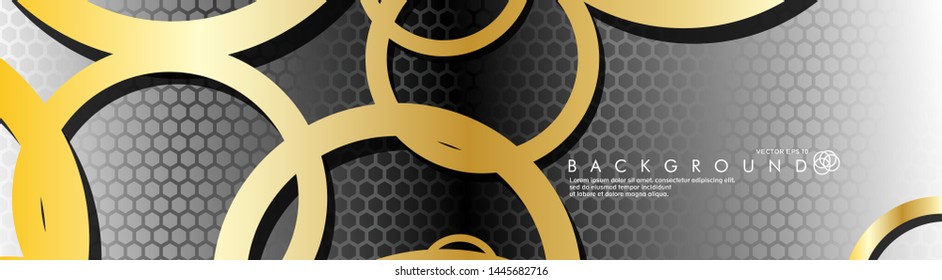 vector banners with overlapping golden circles, background designs for advertisements, and so on. eps 10