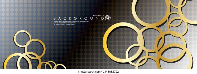 vector banners with overlapping golden circles, background designs for advertisements, and so on. eps 10