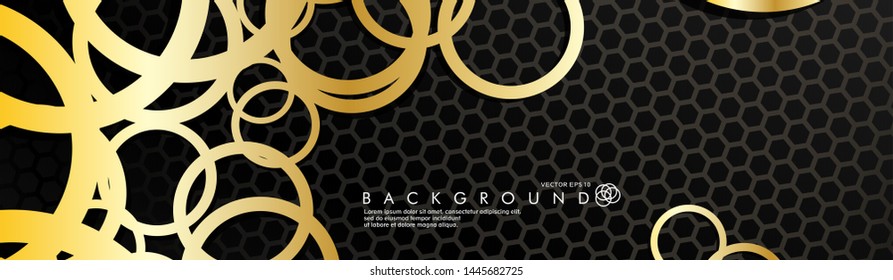 vector banners with overlapping golden circles, background designs for advertisements, and so on. eps 10