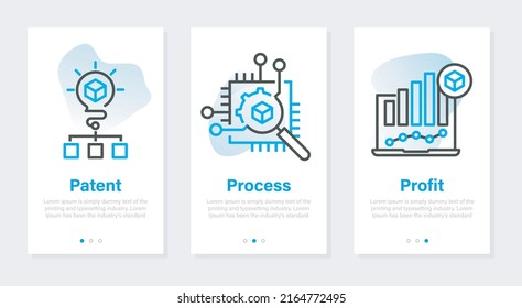 Vector banners with patent icons and texts