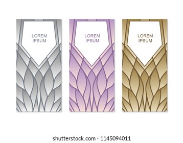 Vector banners. Pattern with modern gradients design. Art deco linear geometrical style.