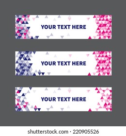 Vector banners with pink and blue triangles