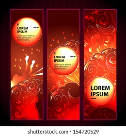 Vector banners with place for your text. Theme of energy and holidays