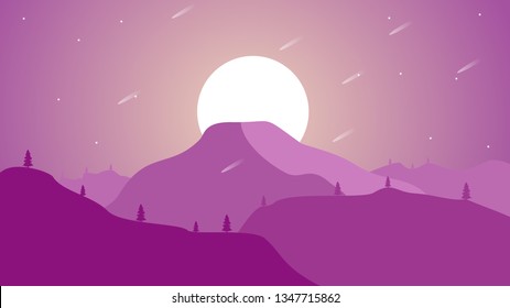Vector banners with polygonal landscape illustration