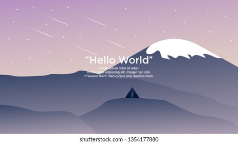Vector banners with polygonal landscape illustration