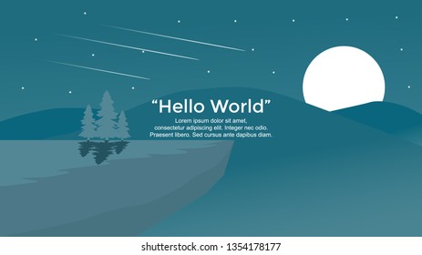 Vector banners with polygonal landscape illustration