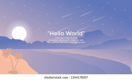 Vector banners with polygonal landscape illustration