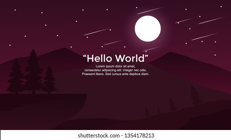Vector banners with polygonal landscape illustration