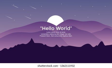 Vector banners with polygonal landscape illustration