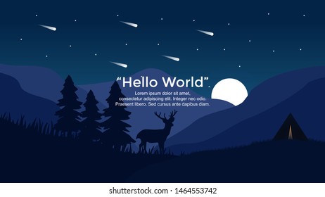 Vector banners with polygonal landscape illustration