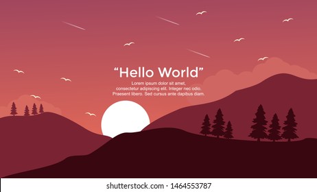 Vector banners with polygonal landscape illustration