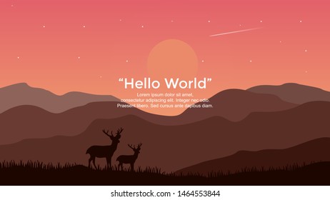 Vector banners with polygonal landscape illustration