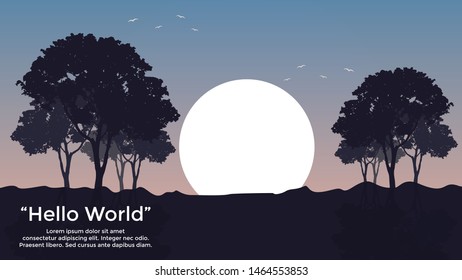 Vector banners with polygonal landscape illustration