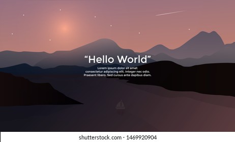 Vector banners with polygonal landscape illustration