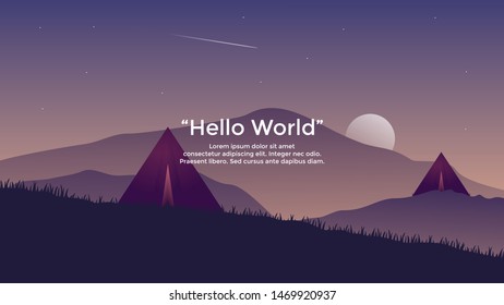 Vector banners with polygonal landscape illustration