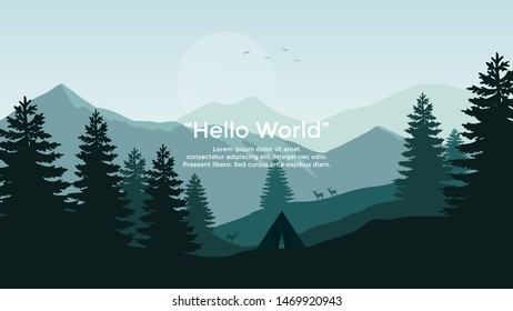 Vector banners with polygonal landscape illustration
