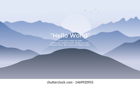 Vector banners with polygonal landscape illustration