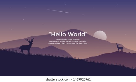 Vector banners with polygonal landscape illustration