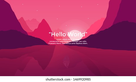 Vector banners with polygonal landscape illustration