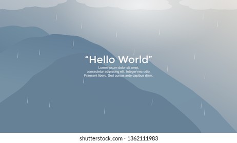 Vector banners with rain and hills landscape illustration