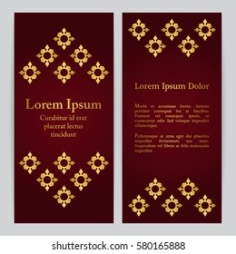 Vector banners in red and gold colors. Based on ancient islamic and turkish ornaments. For invitation, banner, postcard or flyer.