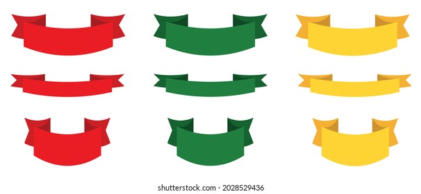 Vector banners. Red, Green and Yellow vector banners design elements. Isolated on white background. Flat design for graphics. Banner templates.