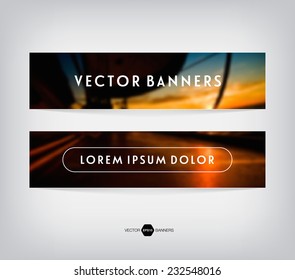 Vector banners with retro blurred unfocused photographic bokeh background
