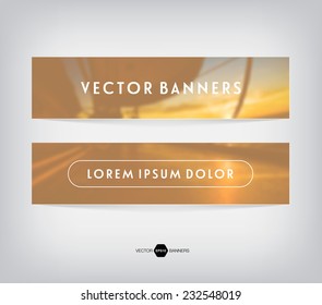 Vector banners with retro blurred unfocused photographic bokeh background