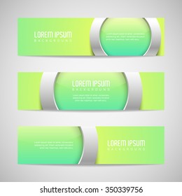 Vector banners with round metallic and glossy buttons