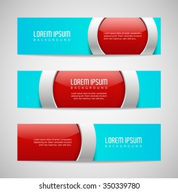 Vector banners with round metallic and glossy buttons