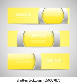 Vector banners with round metallic and glossy buttons