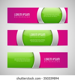 Vector banners with round metallic and glossy buttons