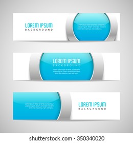 Vector banners with round metallic and glossy buttons