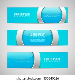 Vector banners with round metallic and glossy buttons