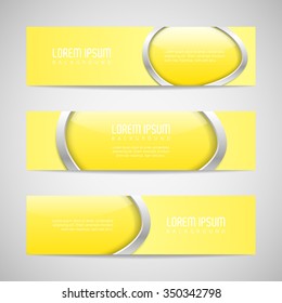 Vector banners with round metallic and glossy buttons