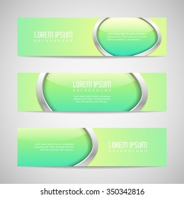 Vector banners with round metallic and glossy buttons