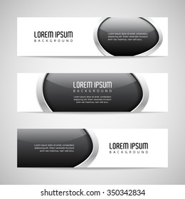 Vector banners with round metallic and glossy buttons