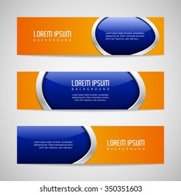 Vector banners with round metallic and glossy buttons