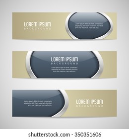 Vector banners with round metallic and glossy buttons