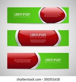 Vector banners with round metallic and glossy buttons