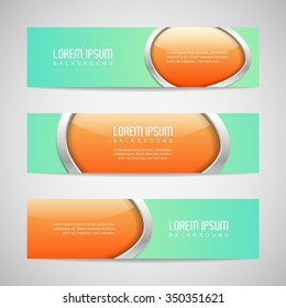 Vector banners with round metallic and glossy buttons