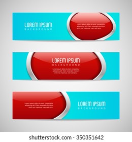 Vector banners with round metallic and glossy buttons