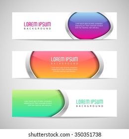 Vector banners with round metallic and glossy buttons