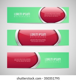 Vector banners with round metallic and glossy buttons