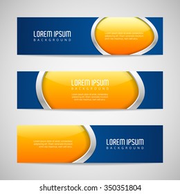 Vector banners with round metallic and glossy buttons