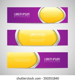 Vector banners with round metallic and glossy buttons
