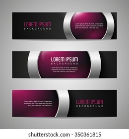 Vector banners with round metallic and glossy buttons
