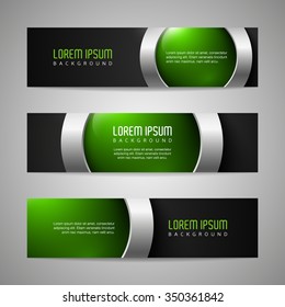 Vector banners with round metallic and glossy buttons