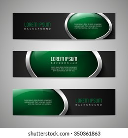 Vector banners with round metallic and glossy buttons